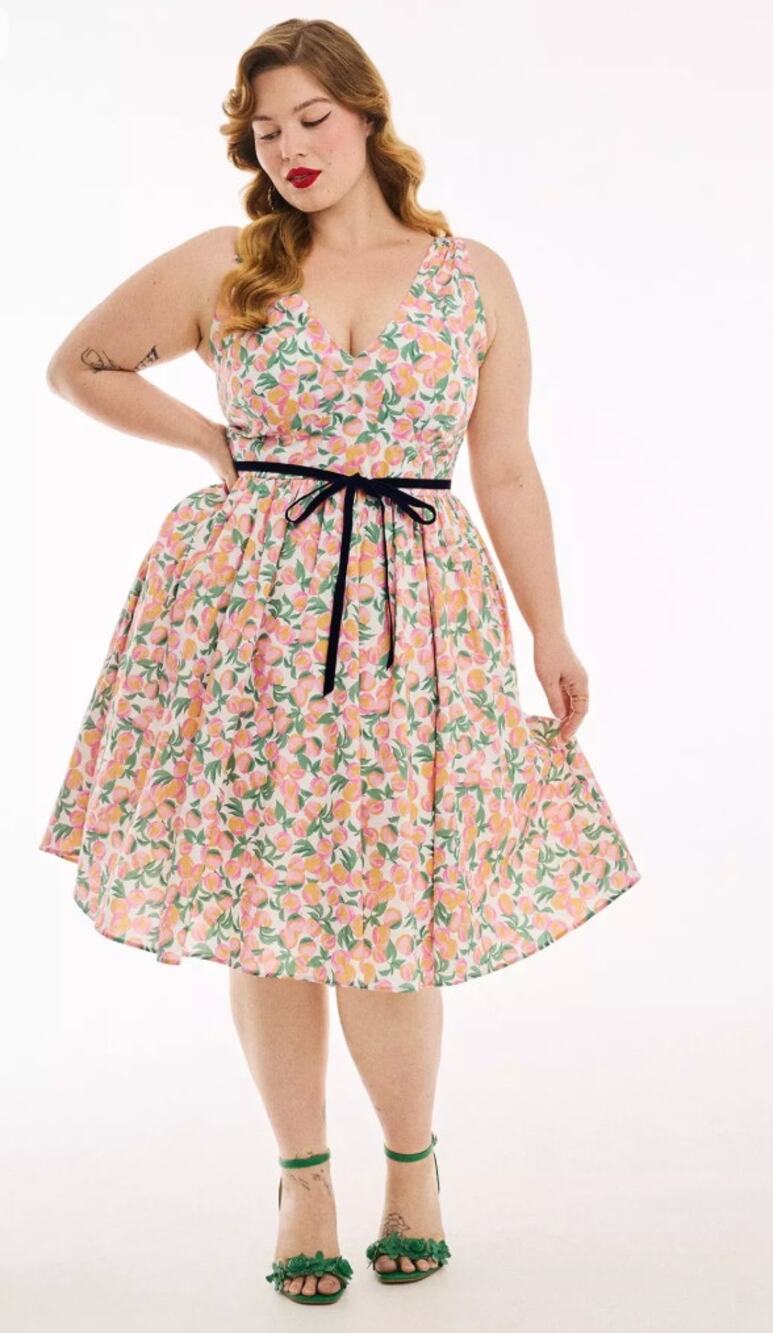 NWT Torrid Retro Chic Belted Swing Midi Dress size 2X in Georgia Peach